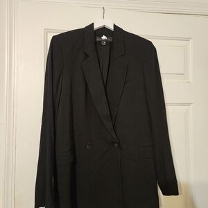 Theory Blazer Women's 10 Cropped Black Wool Blend USA Made Jacket Suiting